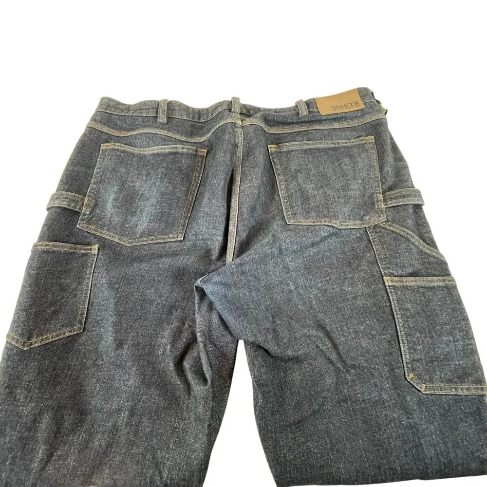 Duluth Flex Ballroom Jeans Mens 40 x 30‎ Blue Cargo Pockets Relaxed